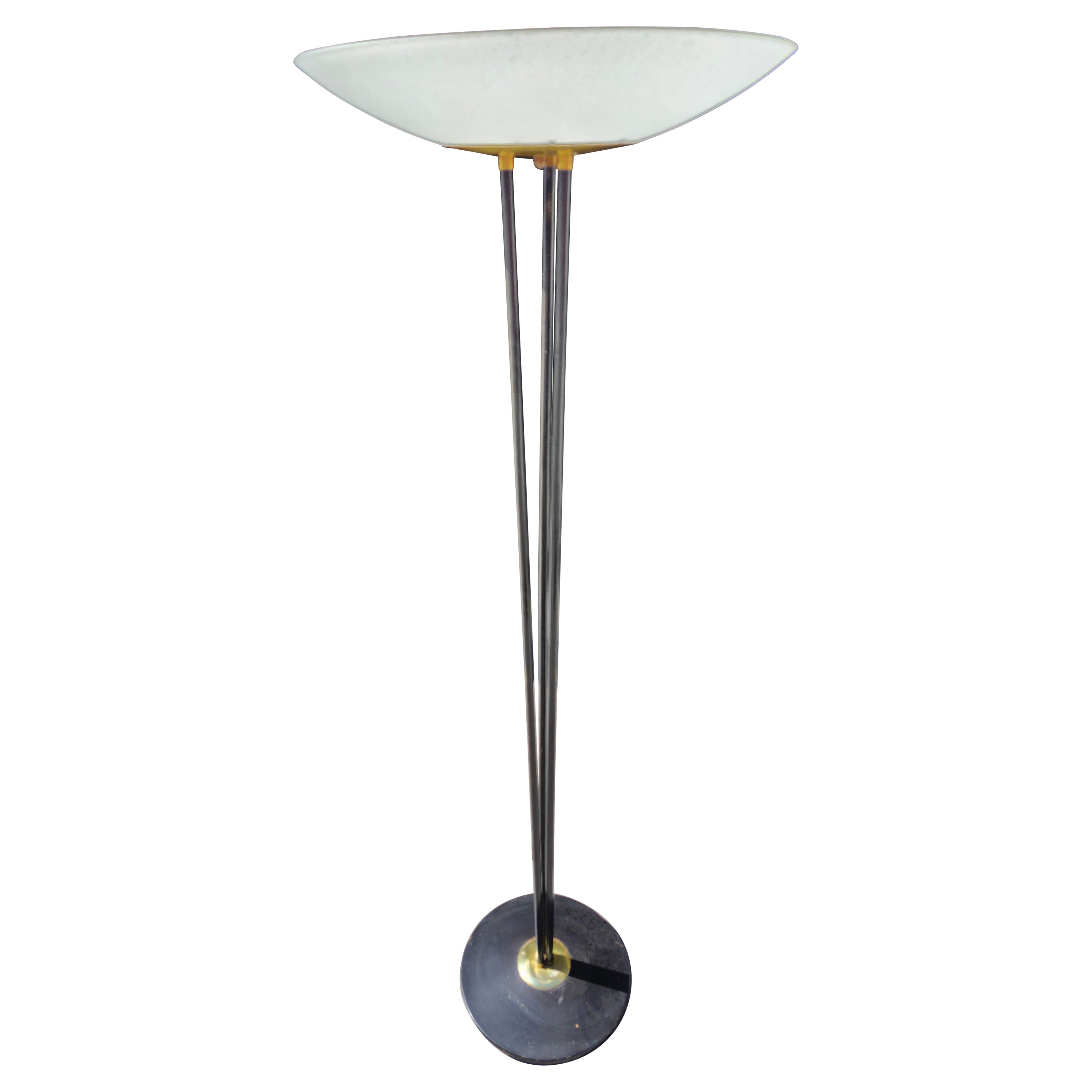 Abat-jour en verre à motifs de torchères tripolaires, moderne du milieu du siècle dernier, de Gerald Thurston en vente