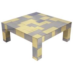 Paul Evans Brass and Chrome "Cityscape" Coffee Table  