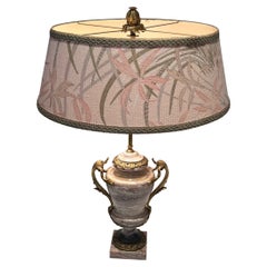 Antique Large Louis XV Style Lamp Made of Marble and Decorated with Decorative Bronze