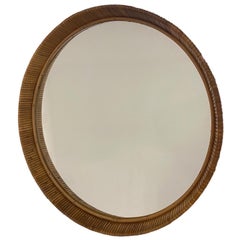 A Vintage Finnish Round Rattan Mirror, 1960s