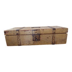 19th Century Swedish antique rustic Folk Art Wooden box with original color