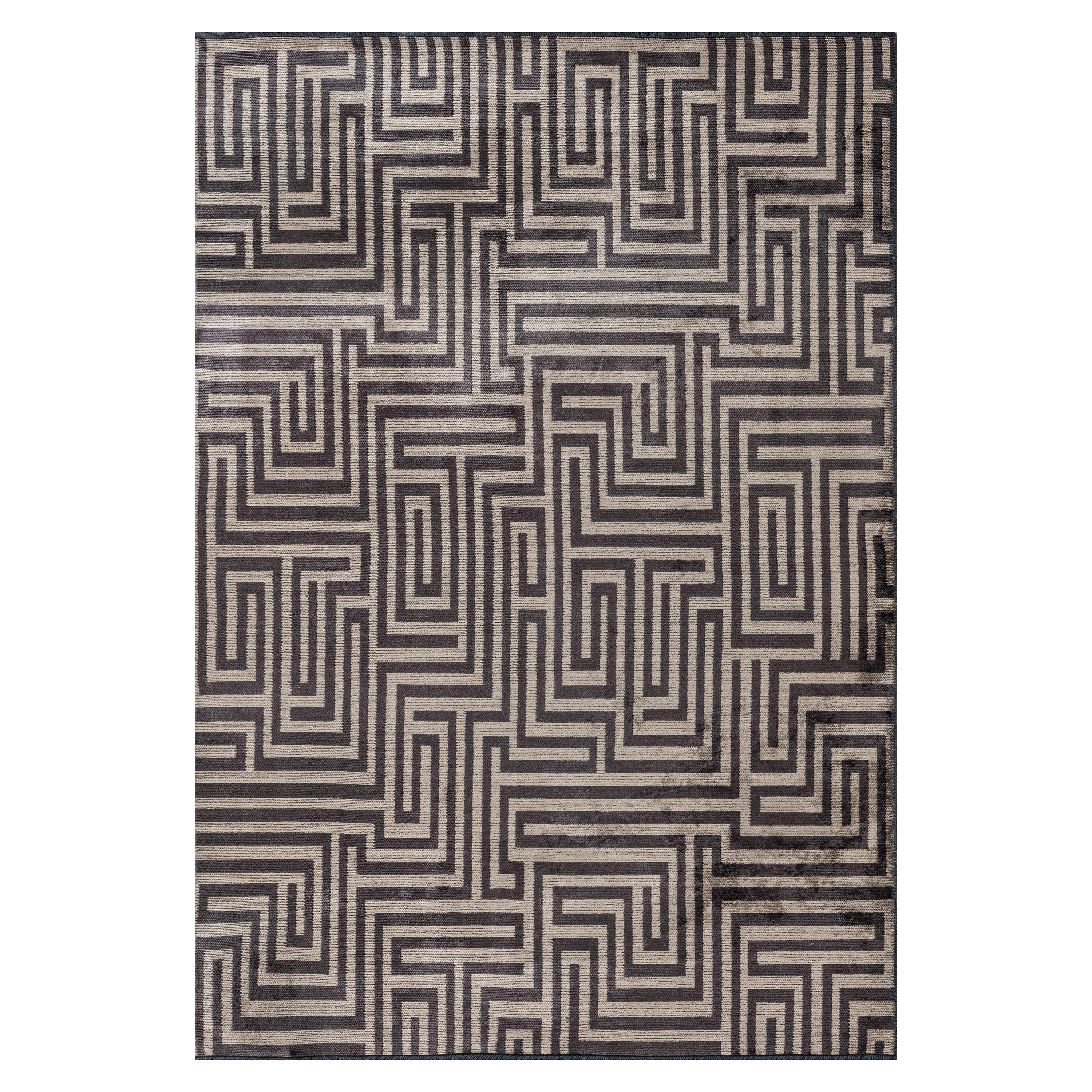 Tapis de sol contemporain géométrique de luxe