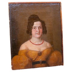 18th Oil on Canvas Painted Portrait of a Woman
