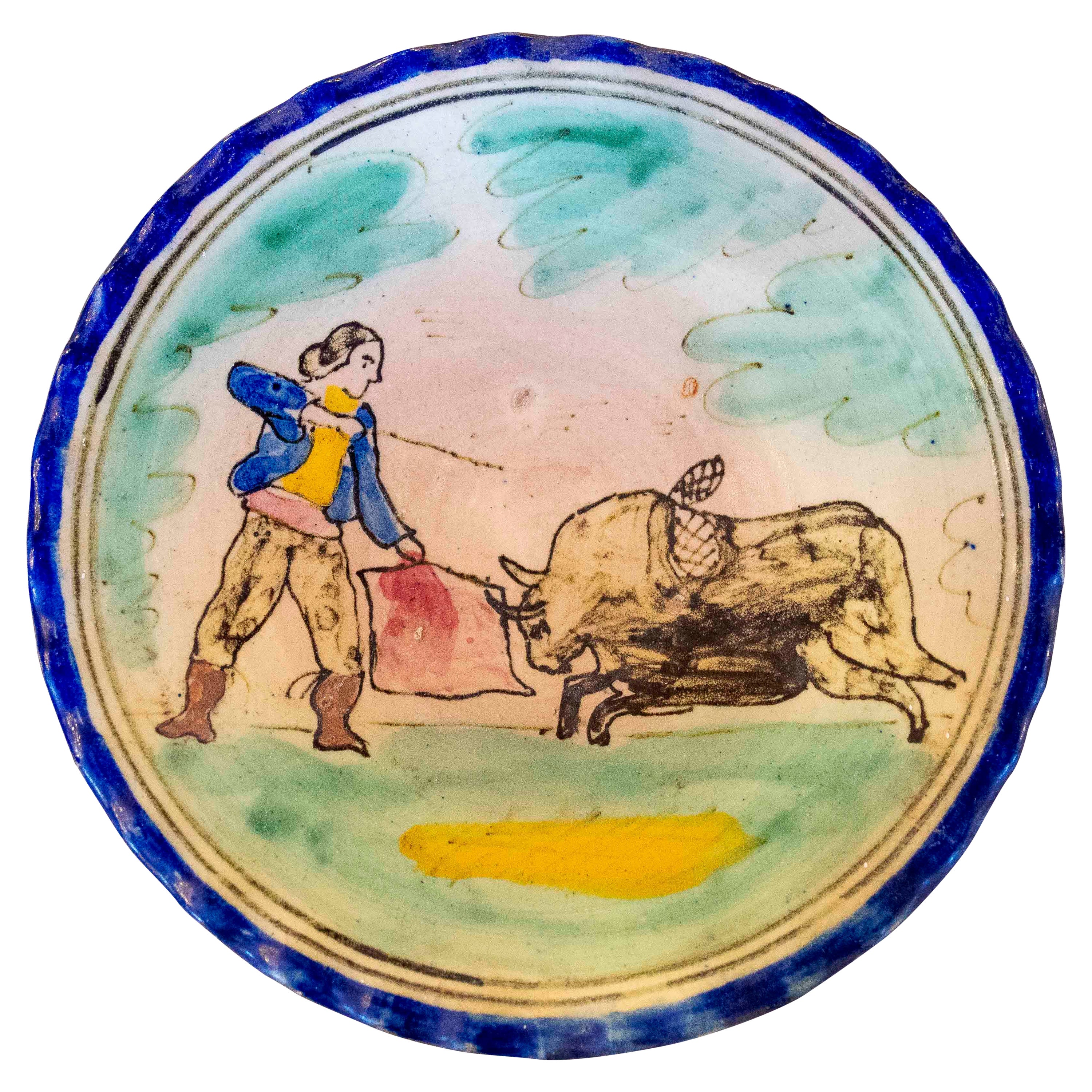 Plato Decorativo Español Pintado a Mano del Puente del Arzobispo Esmaltado en venta