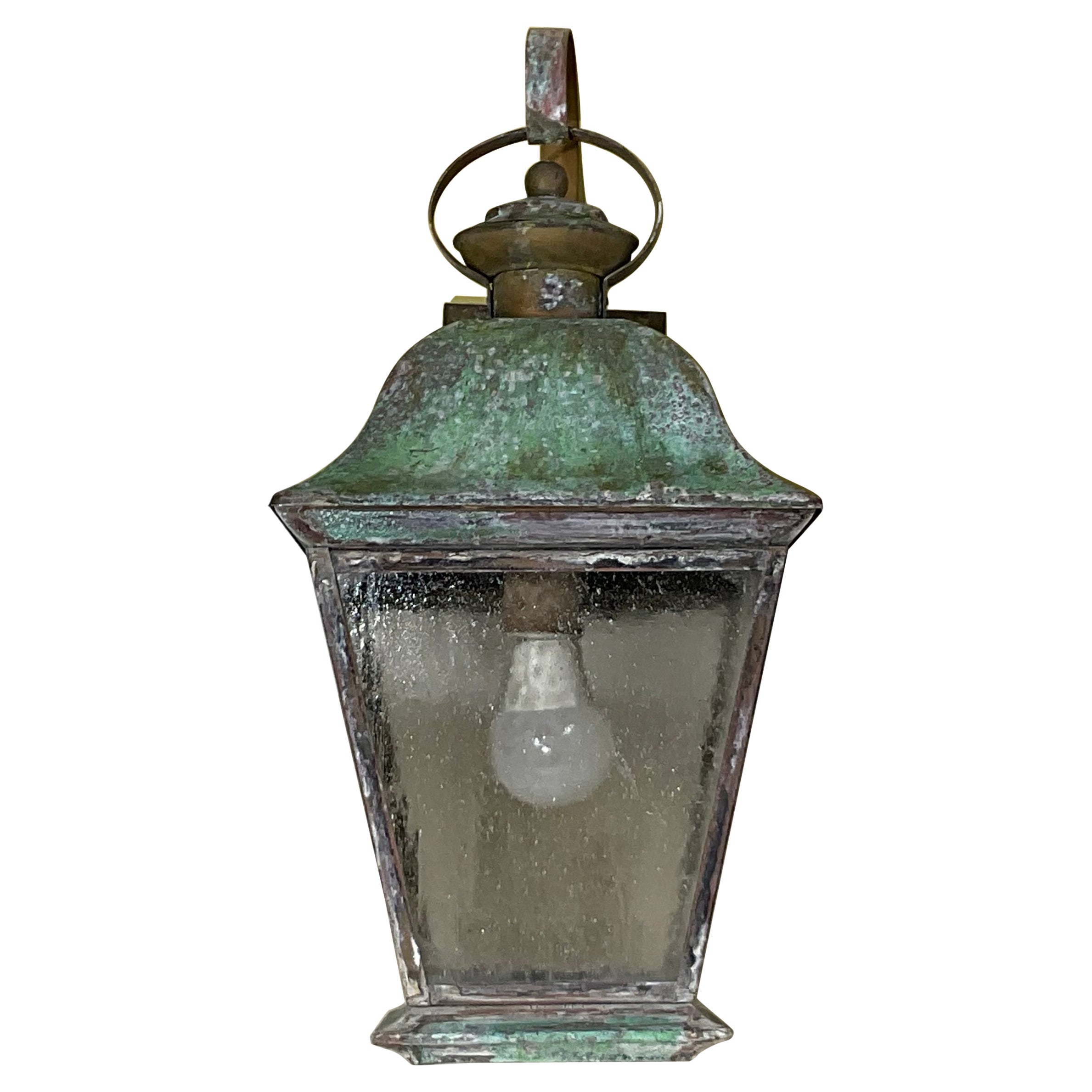 Single Vintage Solid Brass Wall Lantern For Sale