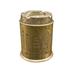 Antique Hand Decorated Cigarette Keeper, Indian, Brass, Tobacco Tin, Victorian
