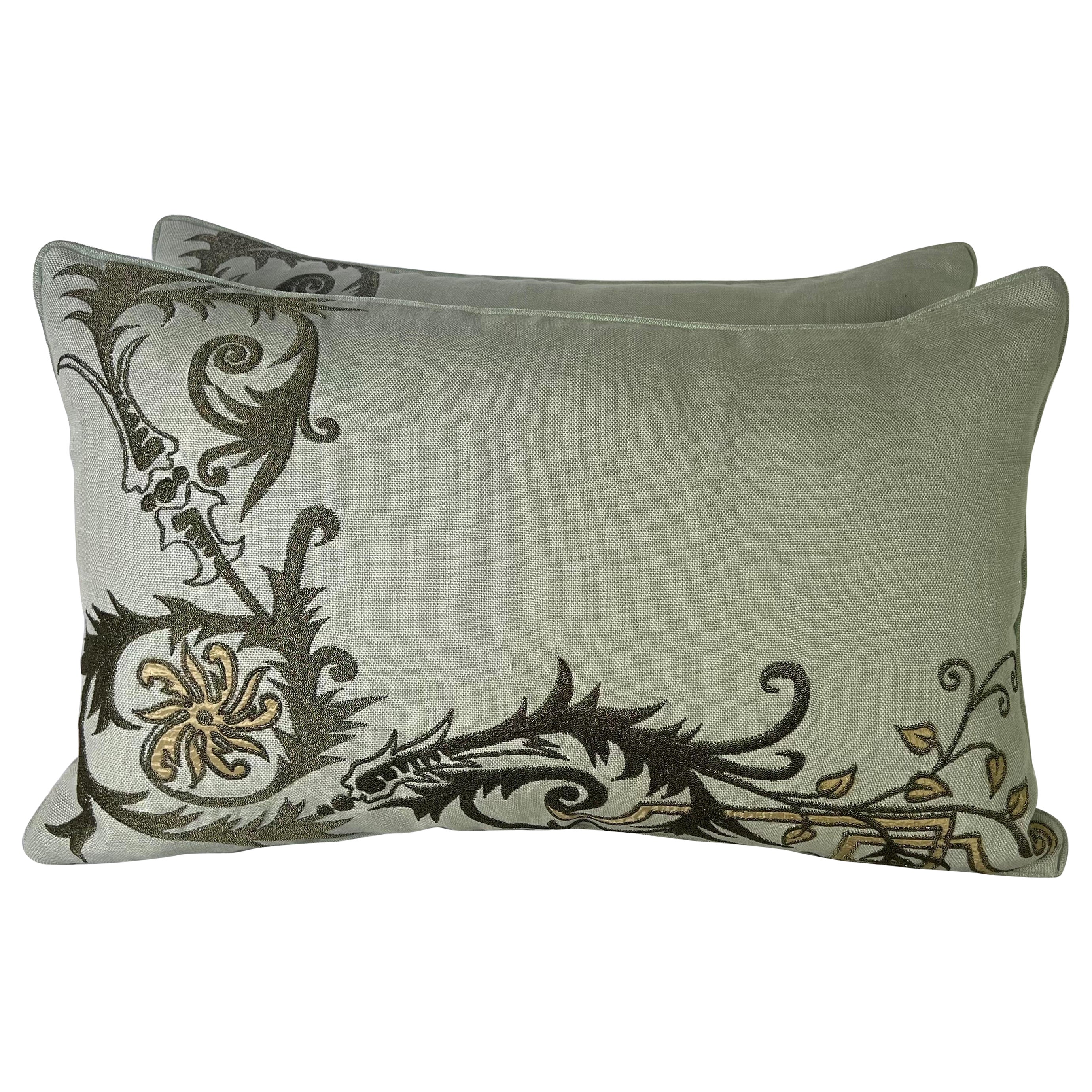 Pair of Gold Embroidered Pillows
