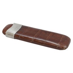 Leather Cigar Case With Silver Mounts