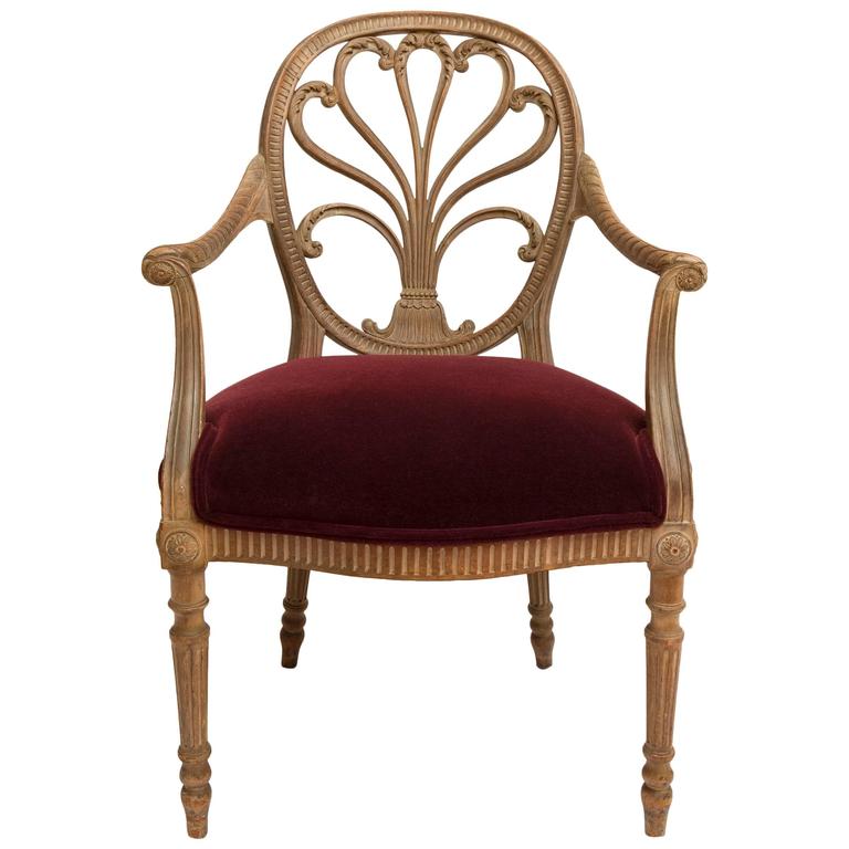 19th Century Regency Bleached Wood Armchair For Sale at 1stDibs