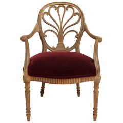 19th Century Regency Bleached Wood Armchair