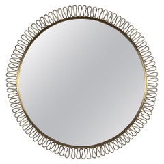 Large Brass Loop Wall Mirror, Sweden 1950s