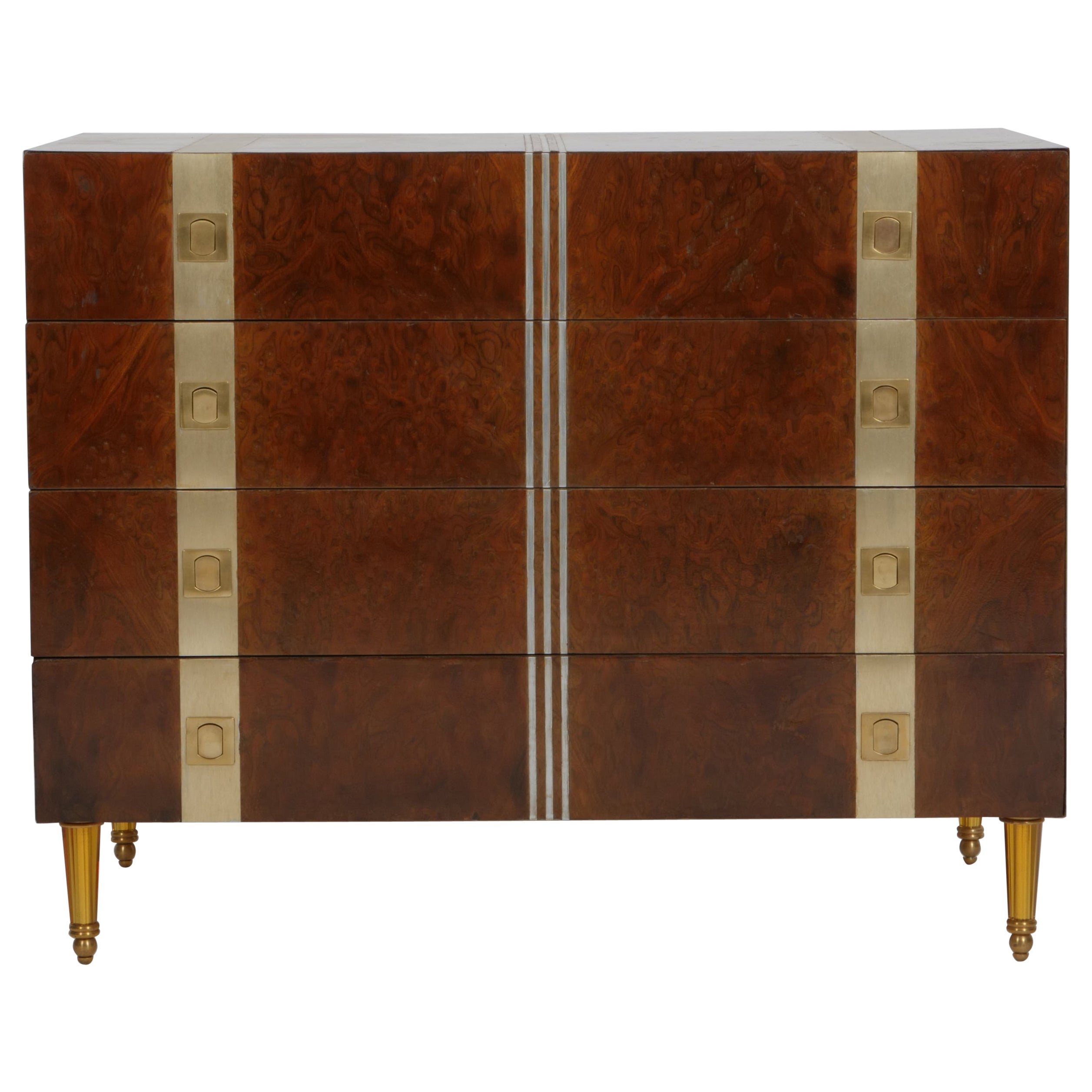 Pair mid century burr dressers. Italy c1970
