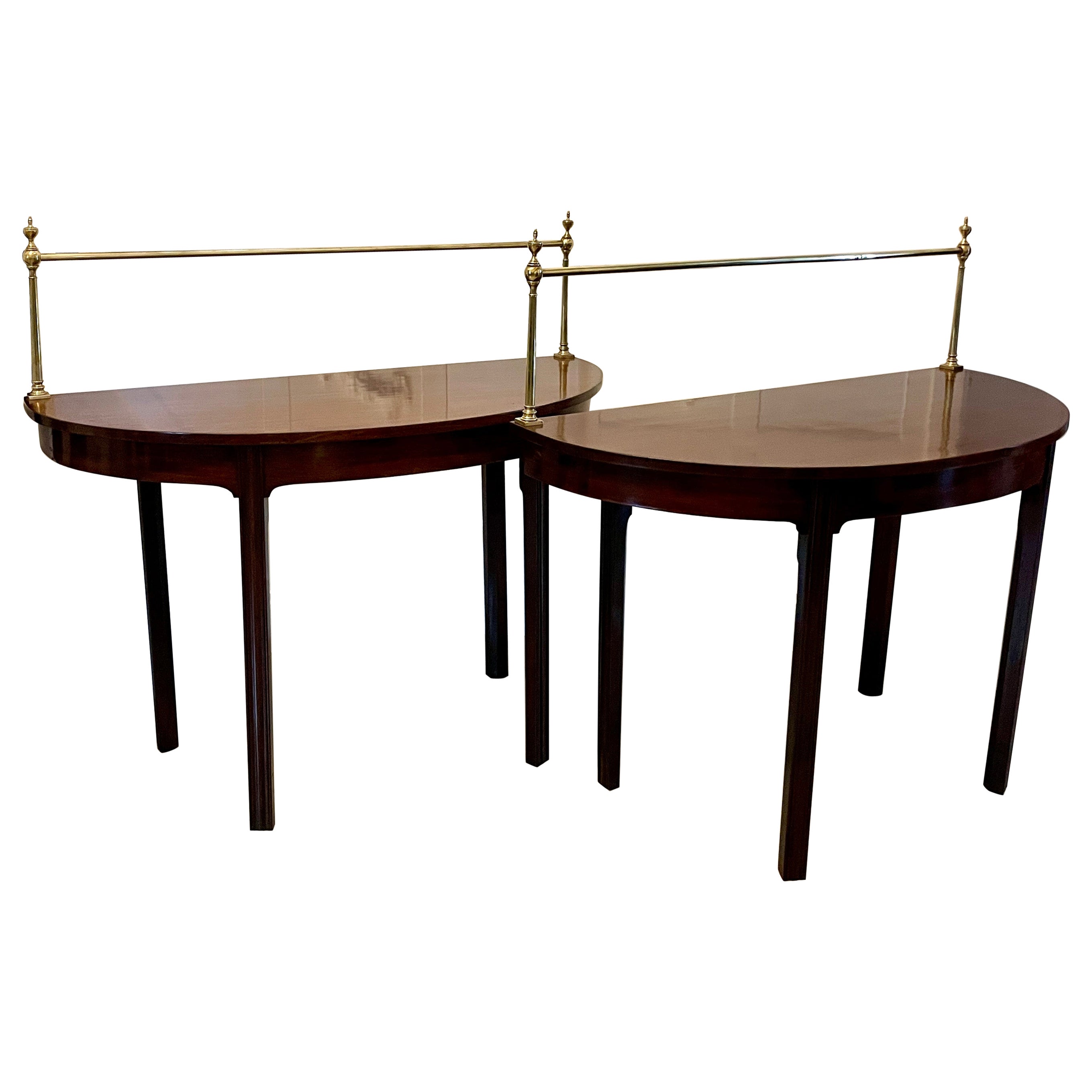 Unusual Pair of Antique George III Quality Mahogany Demi-Lune Consoles Tables