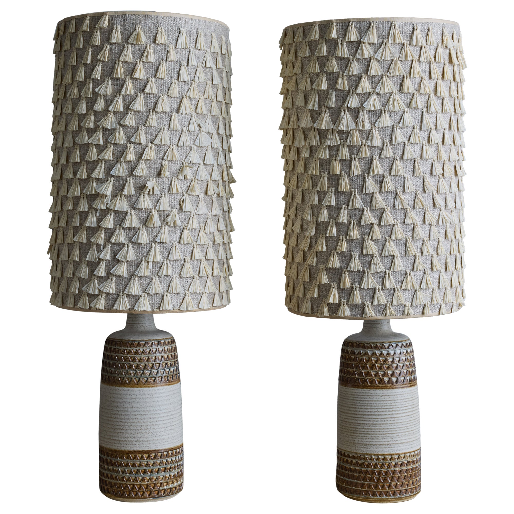 Pair of Ceramic Table Lamps by Søholm Stentøj with Modern Shades