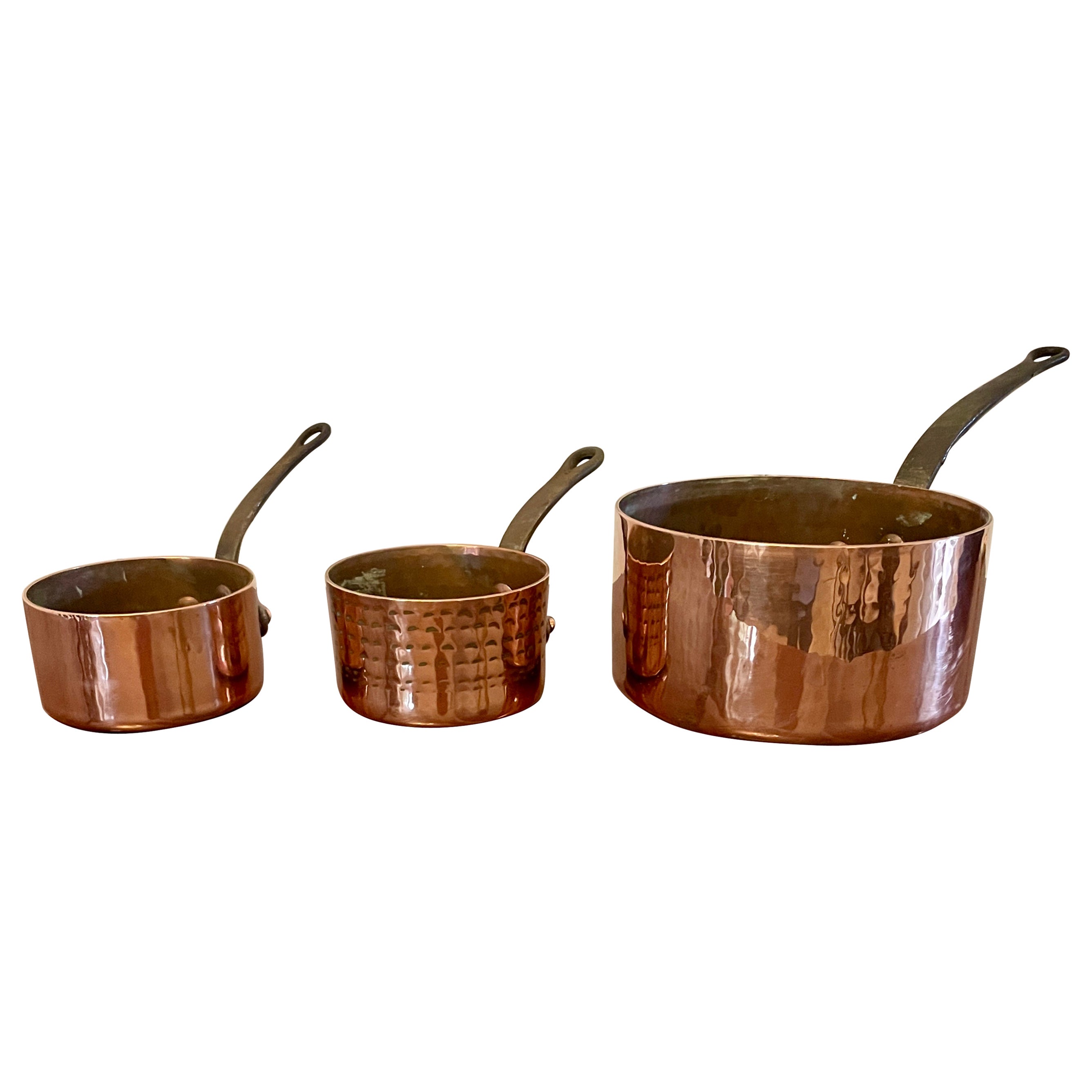 Three Antique Victorian Copper Pans