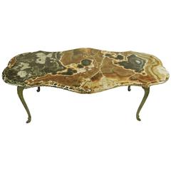 French Serpentine Marble-Top and Bronze Coffee Table