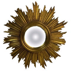 Beautiful Starburst Sunburst Gilded Resin Convex Mirror Belgium, circa 1970s