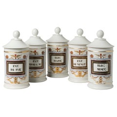 A Set of Large Lidded Paris Porcelain Apothecary Jars