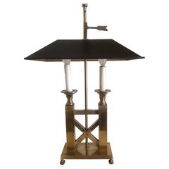 Solid Brass Bouillette Style Table Lamp with Metal Shade an "X" Detail