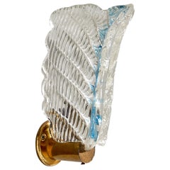 Italian Designer, Wall Light, Brass, Glass, Italy, 1940s
