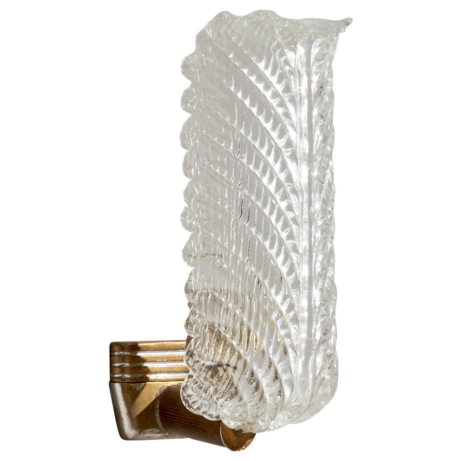 EP Milano, Wall Light, Brass, Metal, Glass, Italy, 1940s For Sale