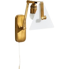 Hillebrand, Wandleuchte, Messing, Glas, Deutschland, 1950er Jahre