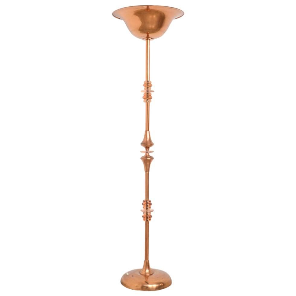 Lampadaire Art déco cuivre rouge