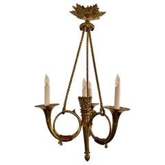 Antique French Louis XVI Gold Bronze Chandelier, Circa 1890.