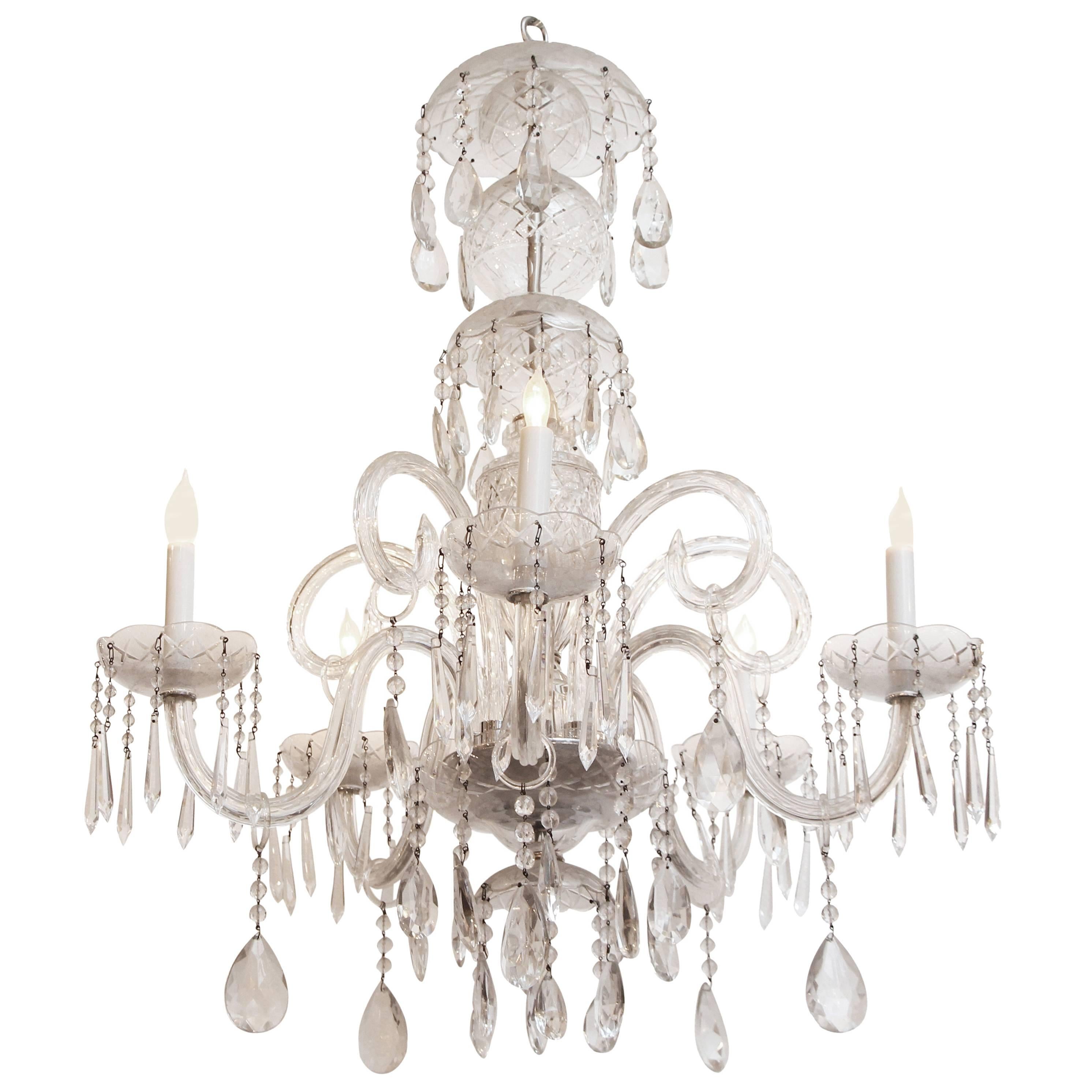 1940s Waterford Marie Therese Crystal Chandelier Five Lights