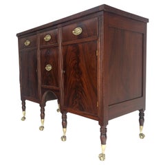 Antique c1880s Solid Mahogany Top Brass Ball & Claw Feet Sideboards Buffet MINT