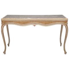 Fine George III Cream Painted and ParcelGilt Console Table with Inset Marble Top