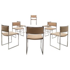 Eight Exquisite Willy Rizzo SQ-BR Square Chairs, 1970, Published Casa Vogue