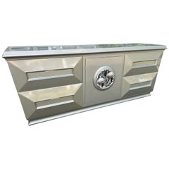 Magnificent James Mont Goldfish Medallion Trapezoid Credenza Mid-Century Modern