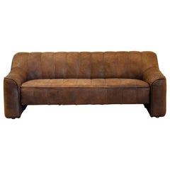 Large Expandable 3-Seater De Sede DS-44 Sofa in Tobacco Brown Buffalo Leather