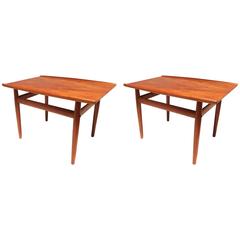  Danish Modern Pair of Teak Occasional End Tables by Grete Jalk 