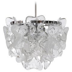 Mid-Century Kalmar Chandelier Pendant Light 'Catena', Chrome Murano Glass, 1970s