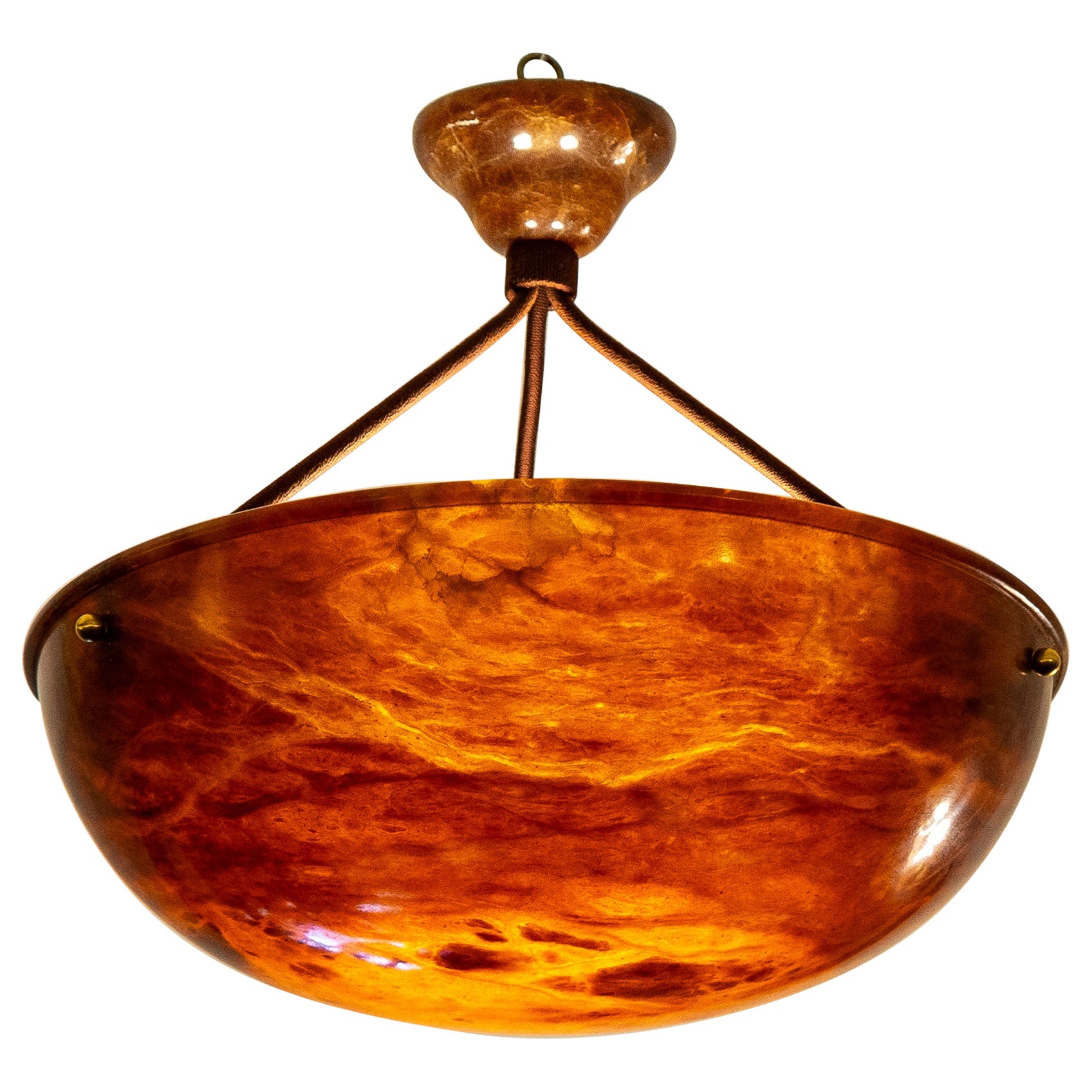 Dramatic Amber Alabaster Pendant, Sweden 1915