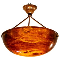 Dramatic Amber Alabaster Pendant, Sweden 1915