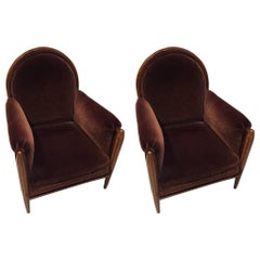Pair of French Art Deco Club Chairs Carved Front Legs