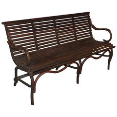 Late 19th Century Bentwood Bench with Rare Original Stenciling