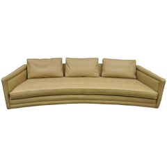 Long Curved Harvey Probber Button Tufted Leather Mid-Century Modern Sofa