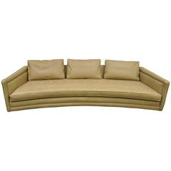 Long Curved Harvey Probber Button Tufted Leather Mid-Century Modern Sofa 2