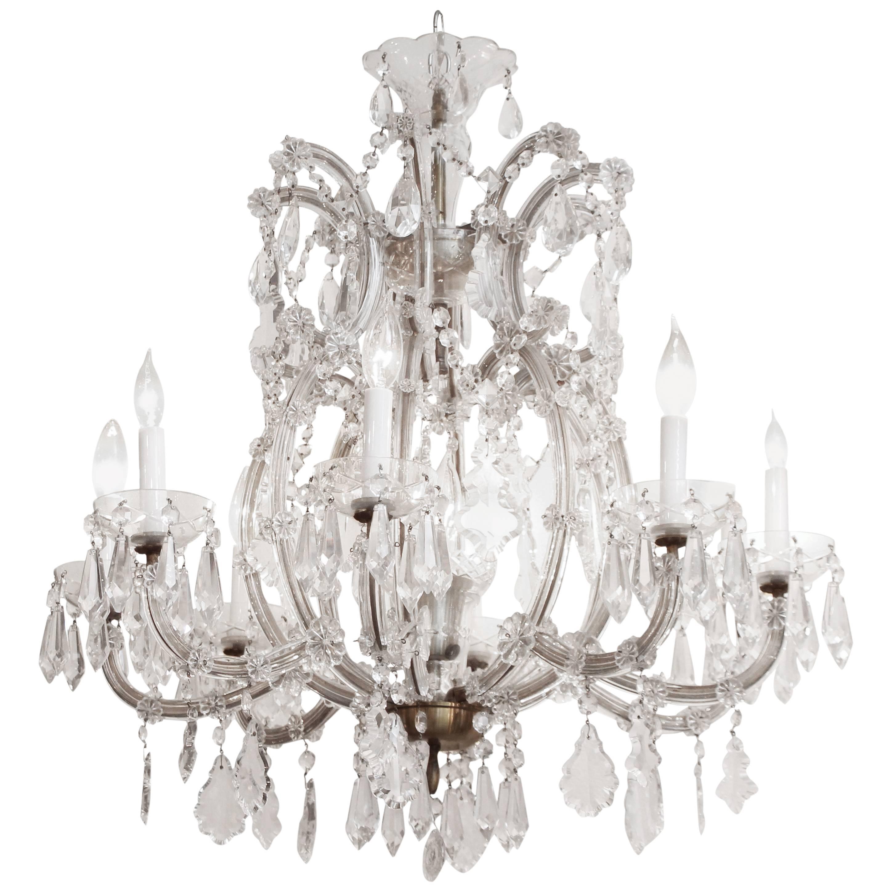 1940s Marie Therese Eight Arm Crystal Chandelier