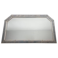 Large Multi-Facets Mirror with Brass Garlands. French Work. Circa 1970