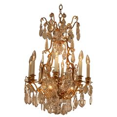 Fabulous French Crystal and Bronze Chandelier by Baccarat