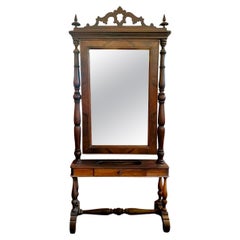Large mid-1800s Louis Philippe period mirror with walnut turnings