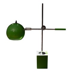 Green Robert Sonneman Articulating Eyeball Lamp, 1970s
