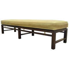 Mid Century Modern Edward Wormley for Dunbar Leather Upholstered Mahogany Bench
