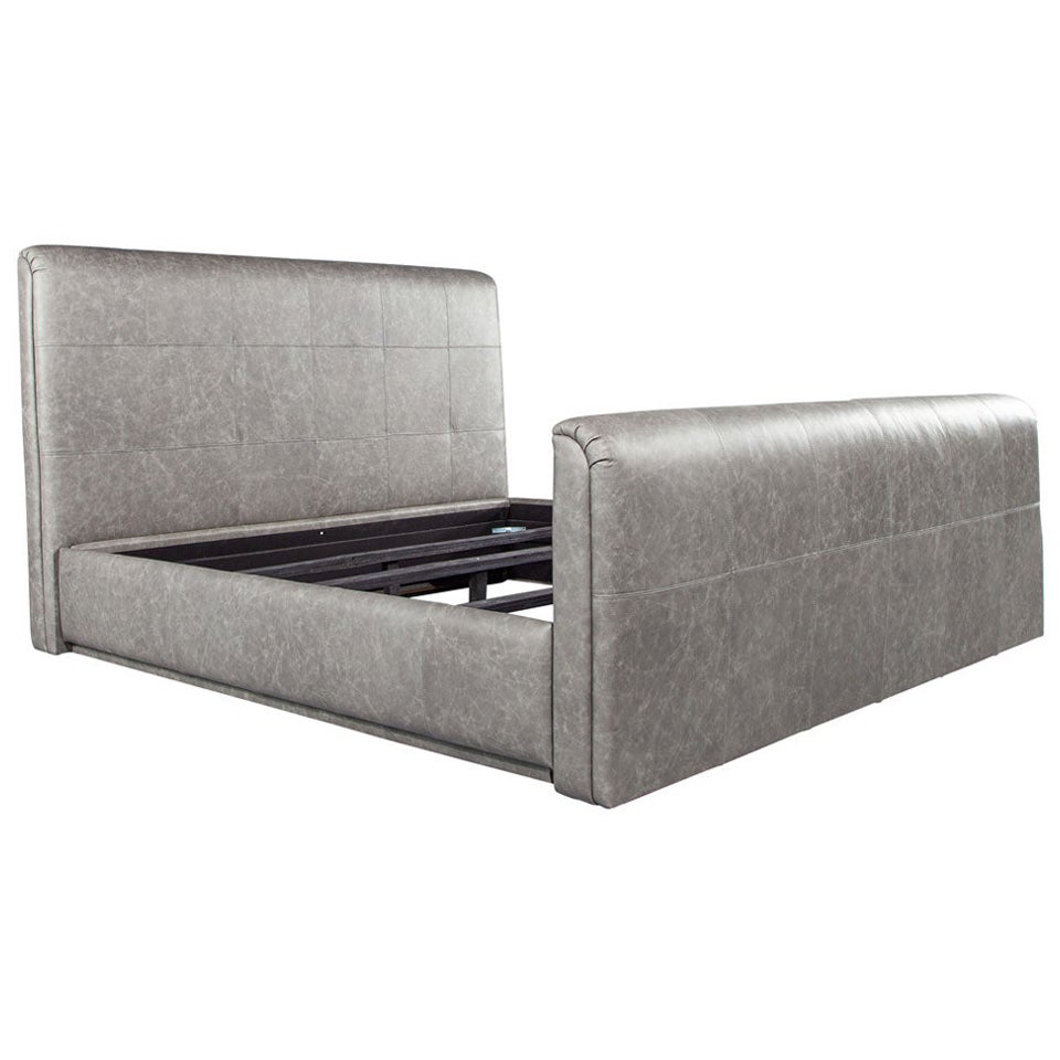 Modern Leather Upholstered King Bed Frame