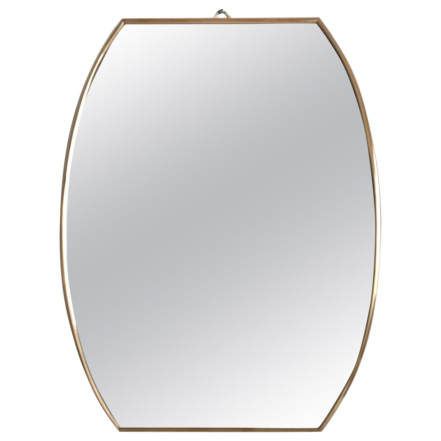Italian Mid Century Small Wall Mirror with Original Brass Frame, 1950s